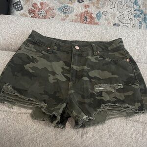 NOBO Camouflage Green Cargo Shorts